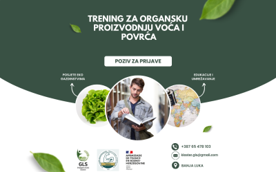 Poziv za prijavu na “TRENING ZA ORGANSKU PROIZVODNJU VOĆA I POVRĆA“